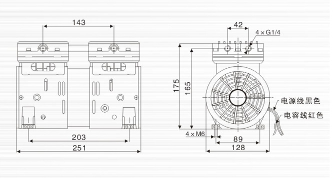 JP-100HDC負(fù)壓真空泵外觀尺寸圖 JP-100HDC負(fù)壓真空泵外觀尺寸圖